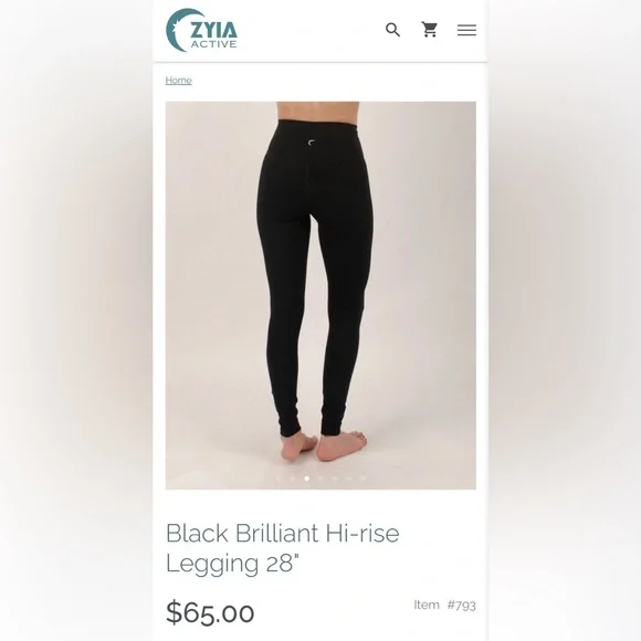 ZYIA Active Black Brilliant Hi-rise Legging 28" - Picture 7 of 9